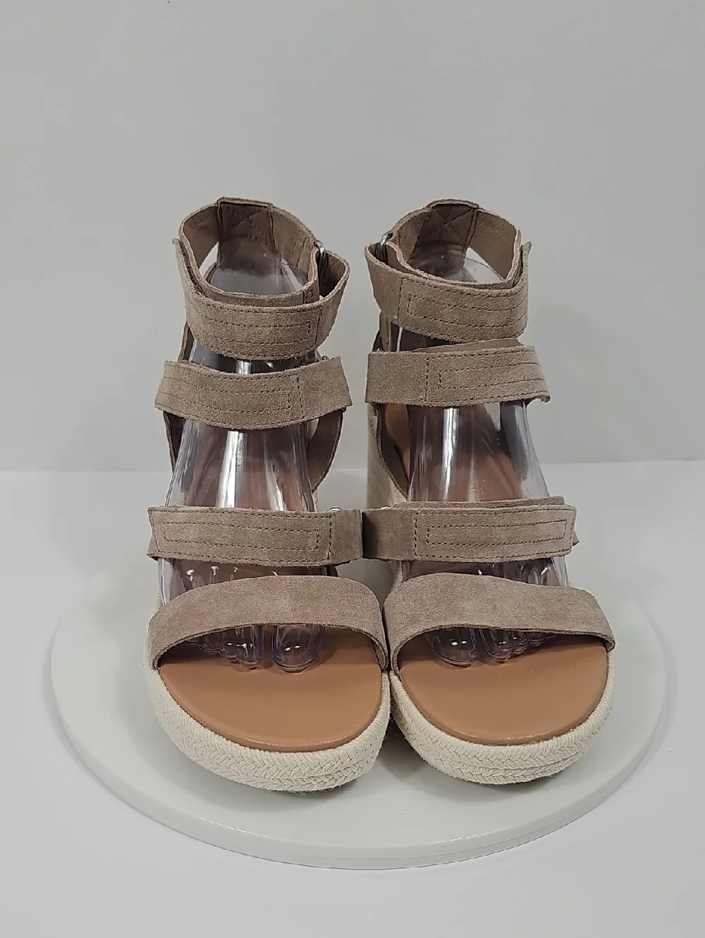 Sorel Cameron Multistrap Wedge Sandals Omega Taupe Suede NIB 11